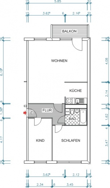 Detailansicht - 4-Raum-Wohnung in guter Lage!