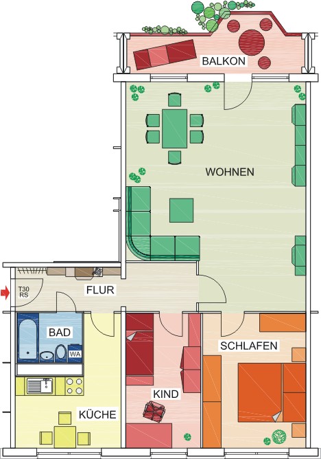 Grundriss - 3 Zimmer mit großartigem Ausblick