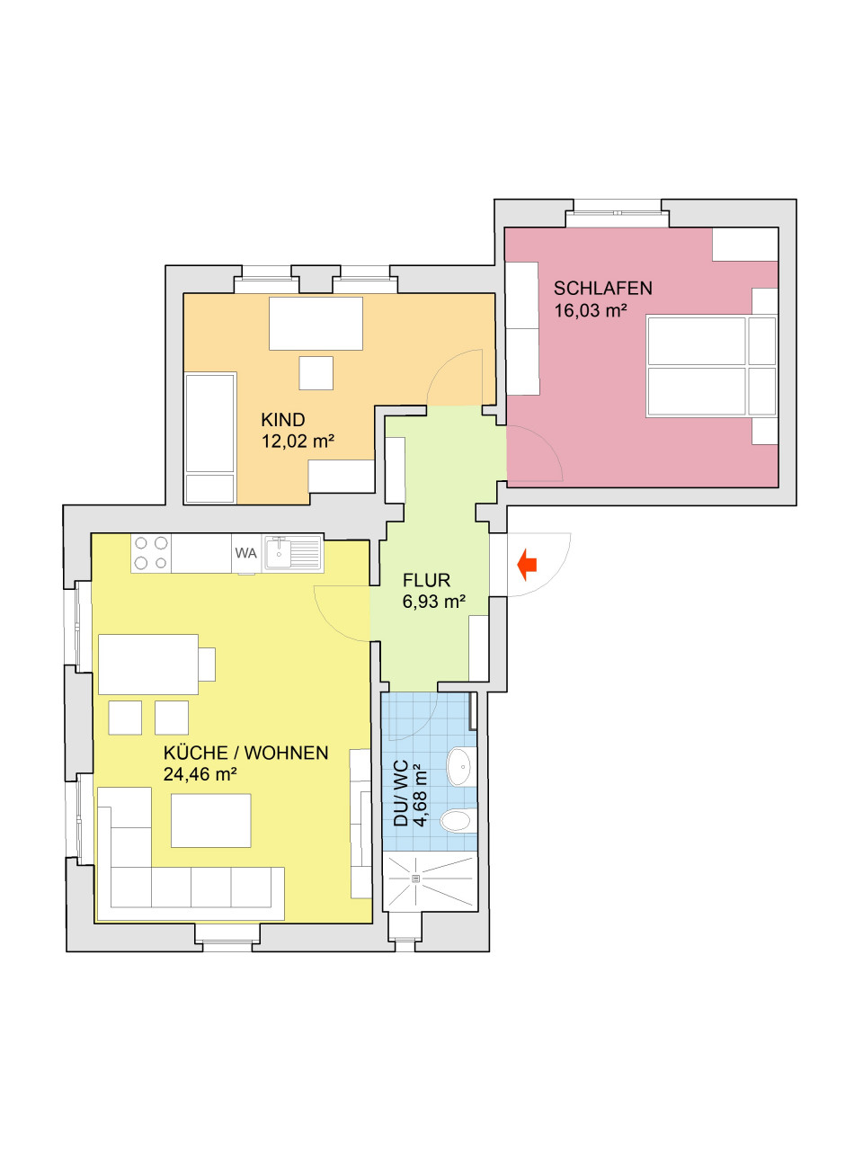 Grundriss - Schöne 3-Zimmer-Wohnung in grüner Umgebung