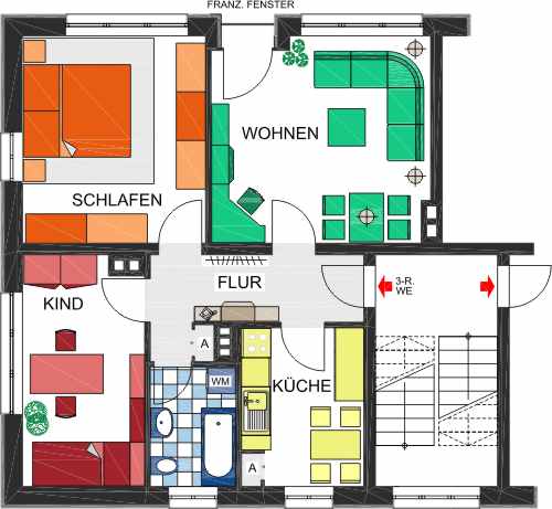 Grundriss - Kultur braucht Raum! 3-Zimmer für deine Ideen.