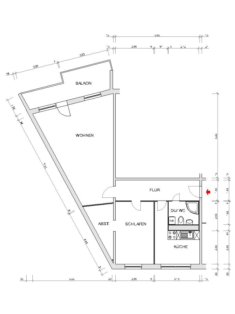 Grundriss bemaßt - Diese Wohnung ist besonders: Grundriss, Ausblick und ein toller Balkon
