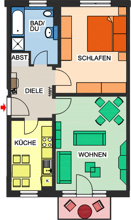 Grundriss - 2-Raum-Wohnung in guter Lage