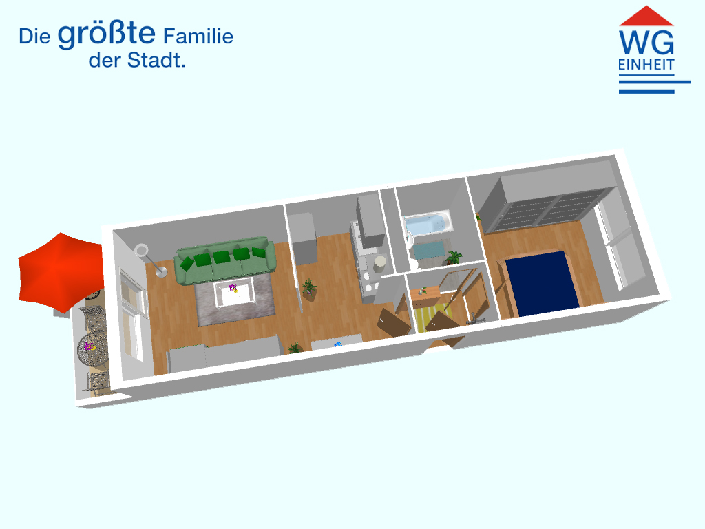 Grundriss - 2 Zimmer, Balkon, Natur und Geschäfte in der Nähe