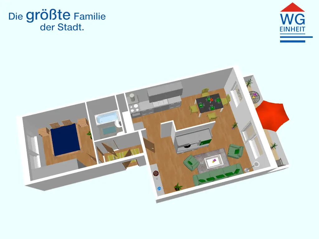 Floor Plan - 2-room apartment in a quiet location with a balcony