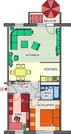 Grundriss - !!NEU!! sonnige 3-Raum-Wohnung im Chemnitzer Süden!!