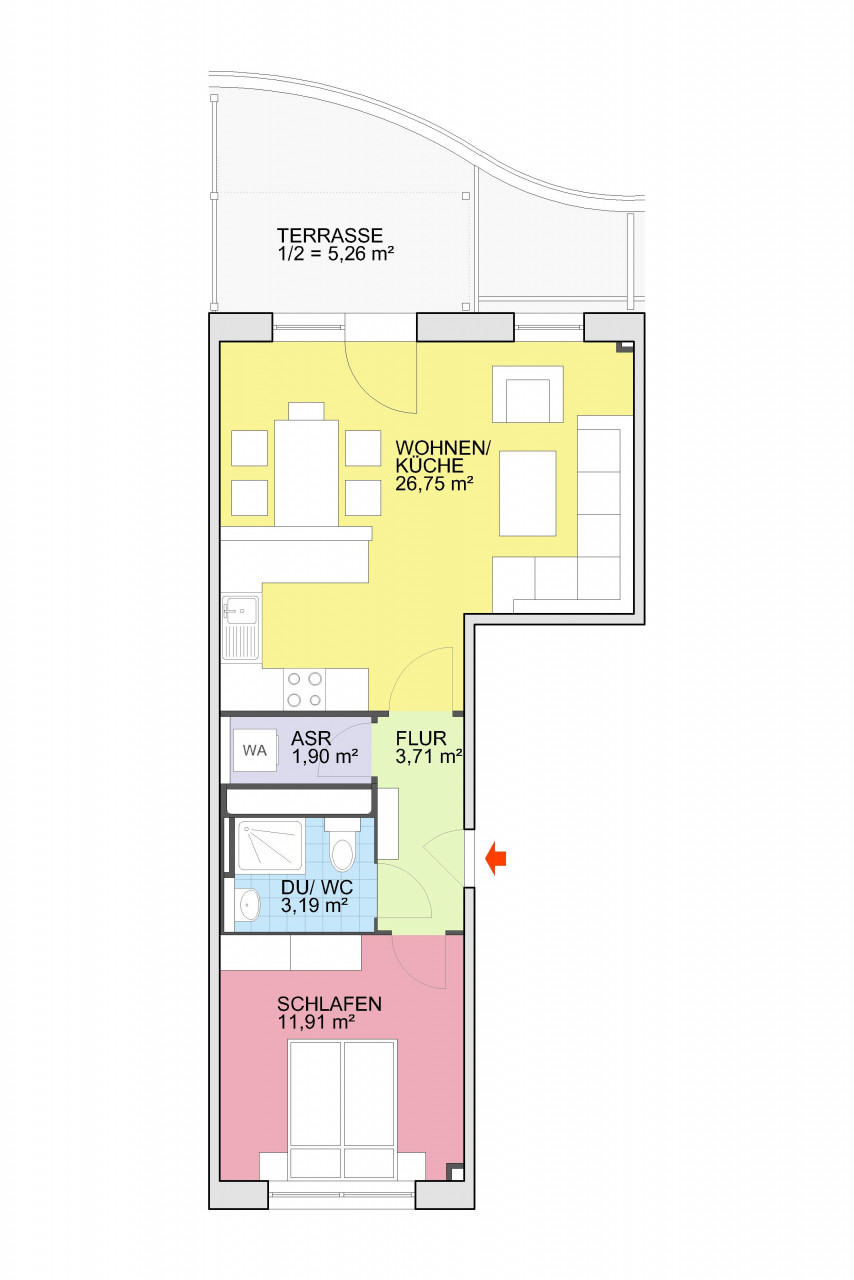 Floor plan - first occupancy after modernization with elevator