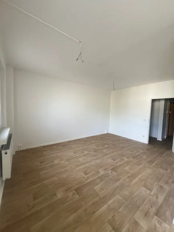 View into the living room - first occupancy after modernization with elevator