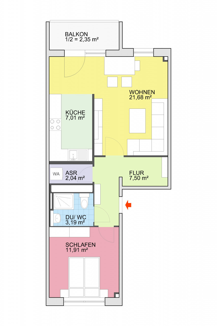 Floor plan - first occupancy after modernization with elevator