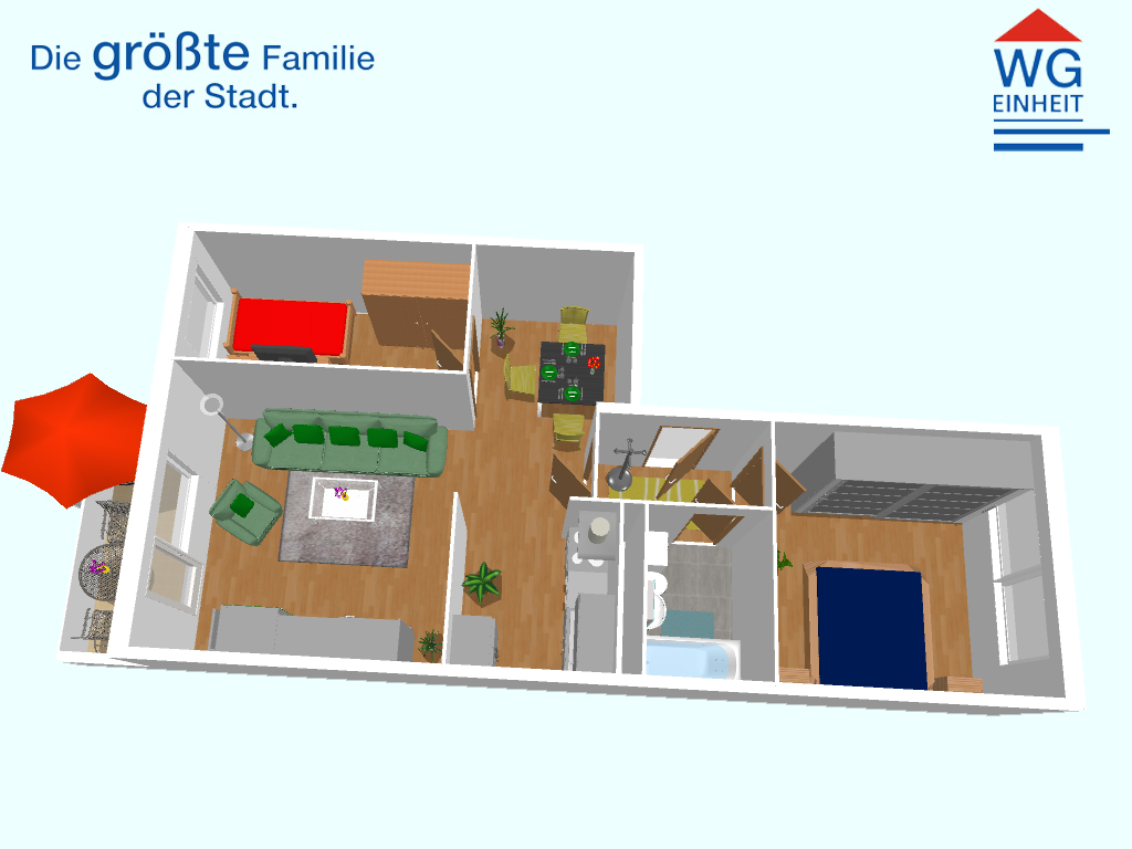 Grundriss - 3-Raum-Wohnung mit Balkon