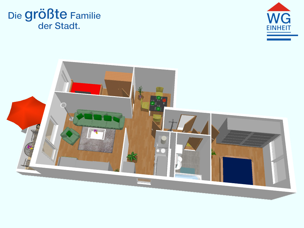 Grundriss - 3-Raum-Wohnung mit Balkon