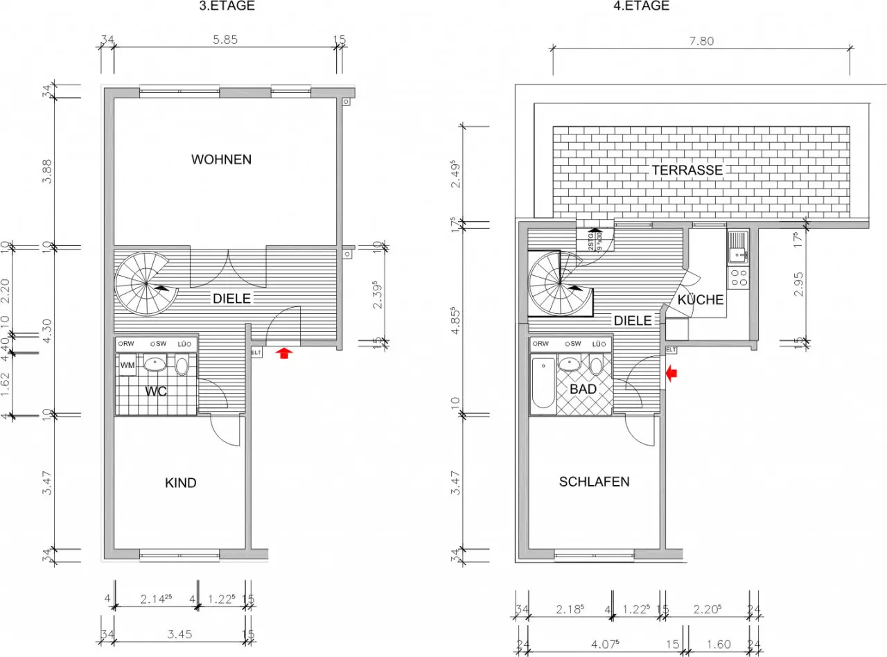 Grundriss bemaßt - Maisonette in toller Lage