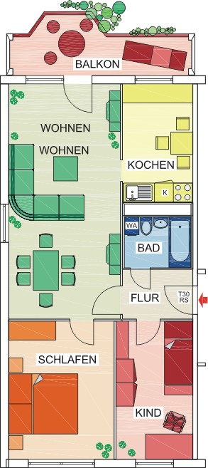 Grundriss - Hübsche 3-Raum-Wohnung – gemütlich und hell !!