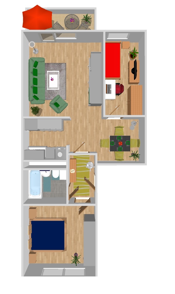 Grundriss - Sonnige 3-Raumwohnung mit Platz für Individualität