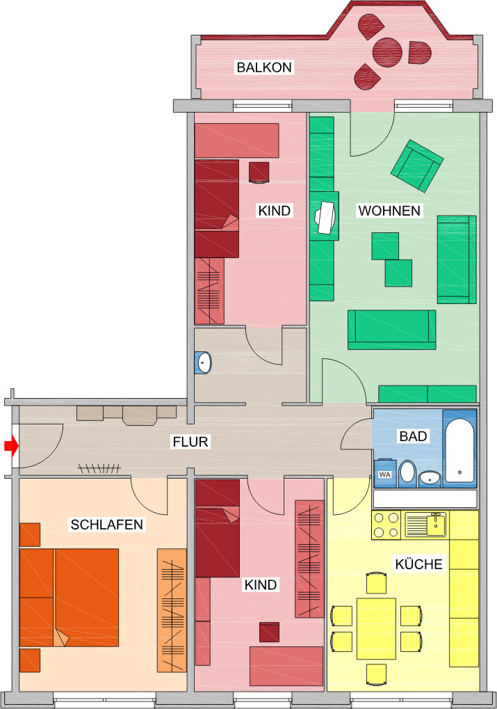 Grundriss - *4-Raum Whg. im grünen Markersdorf sucht neue Familie*