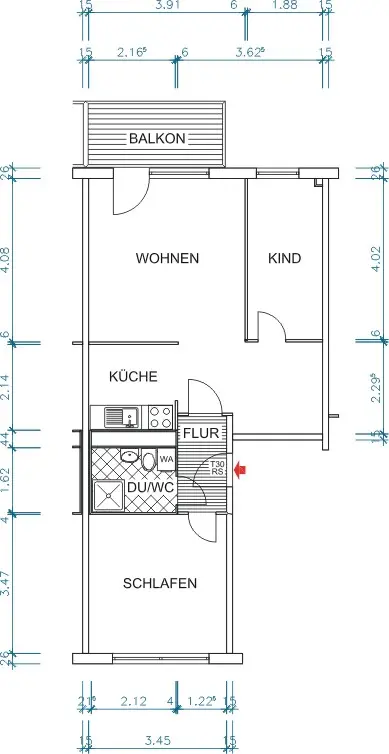 Grundriss bemaßt - Kurzexposé 6780/2/31