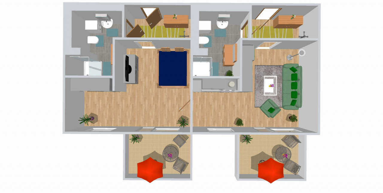 Floor plan - Barrier-free 2-room apartment with large balcony and elevator
