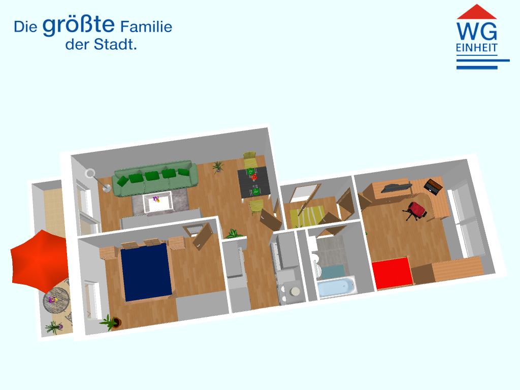 Grundriss - 3-Raumwohnung in super Lage für eine kleine Familie