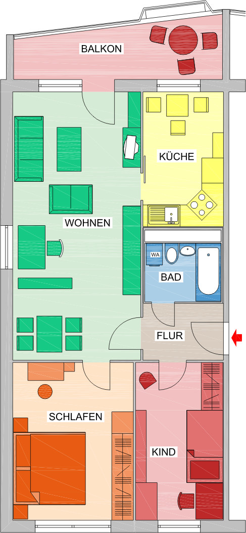 Grundriss - 3 Zimmer mit Aussicht