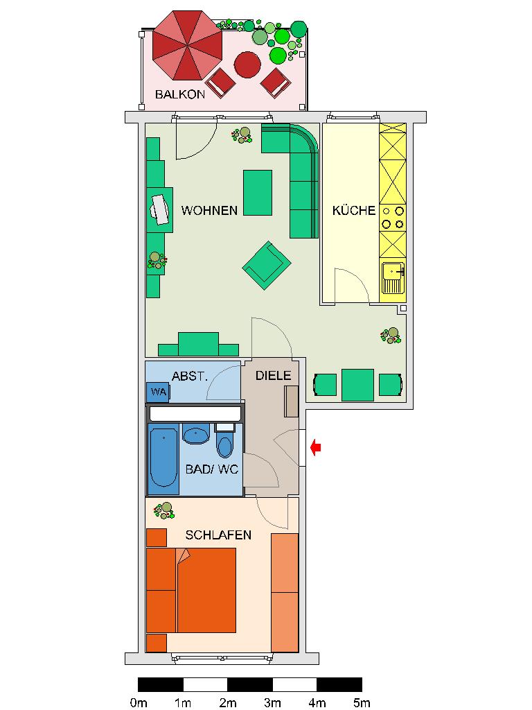 Grundriss - !! Umgebaute 2-Raum Whg. Küche mit Tageslicht und Balkon!