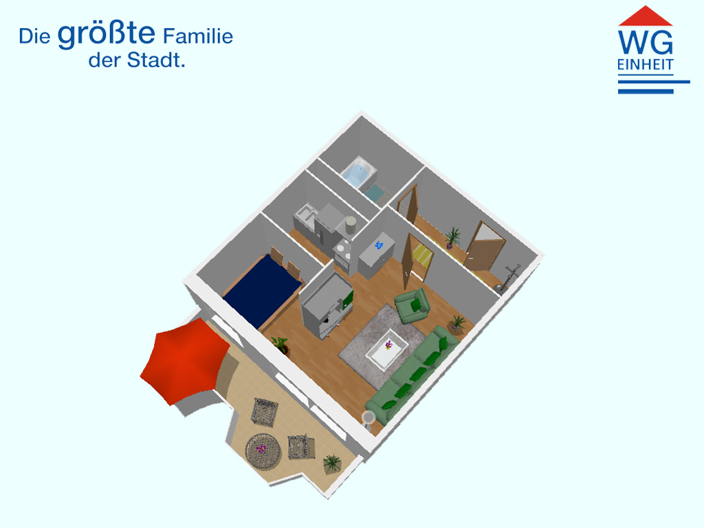 Grundriss - 1-Raum-Wohnung mit riesigem Balkon zum Bestpreis!