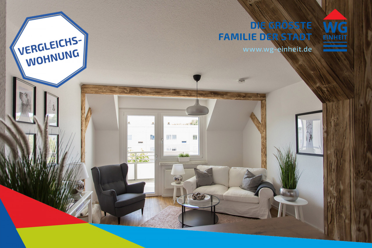 Beispiel Wohnzimmer mit Dachgeschossoptik und Einbauküche - WIR BAUEN NACH IHREN WÜNSCHEN!