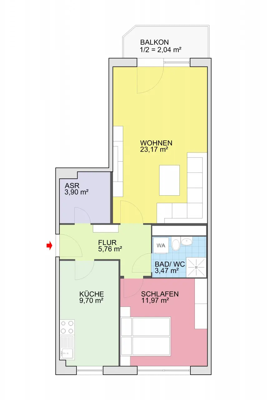 Floor Plan - Spacious 2-room apartment in a great location for rent!