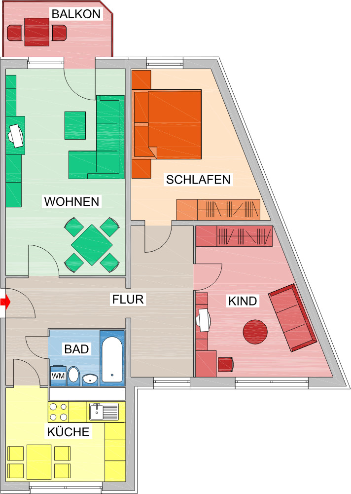 Grundriss - ***NEU*** Großzügige 3-Raum-Whg. in Hutholz über den Dächern der Stadt!