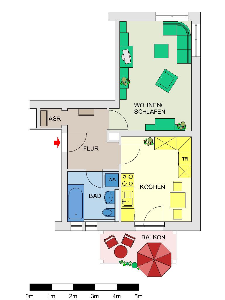 Grundriss - Frisch renovierte Wohnung in wundervoller grüner Lage