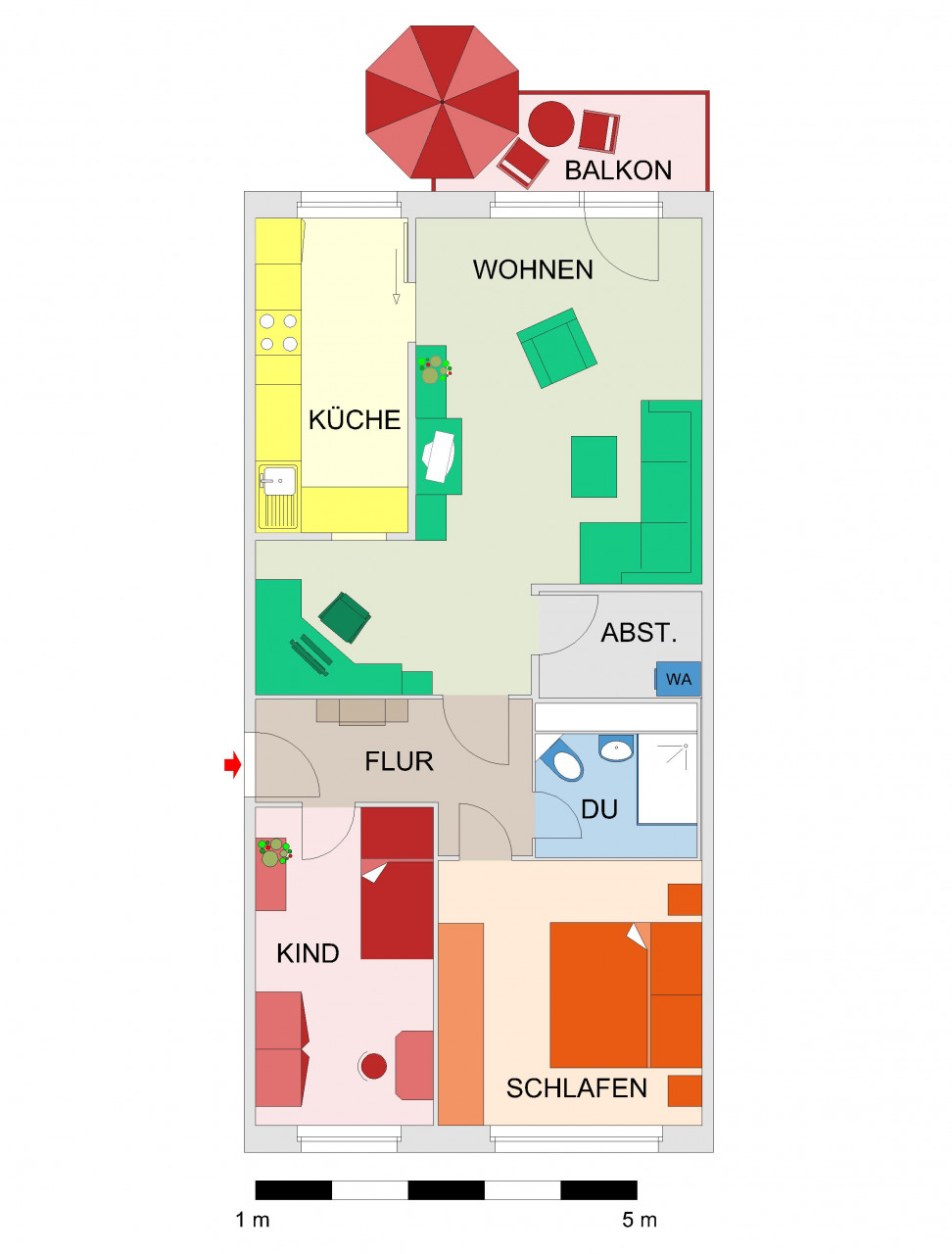 Grundriss - 3-Raum-Wohnung im grünen Markersdorf